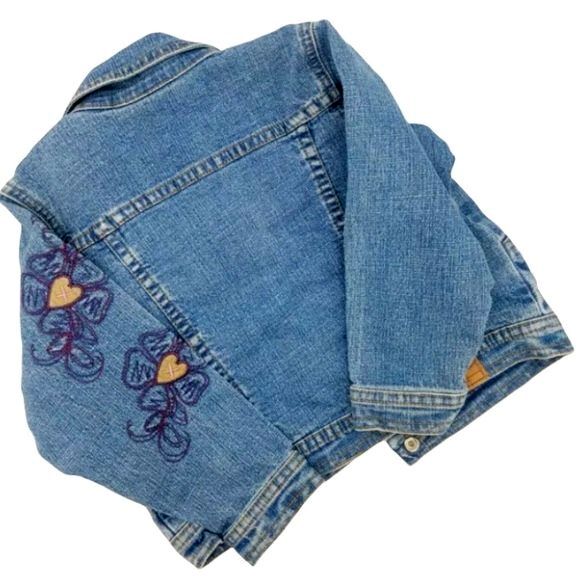 LEVI STRAUSS Signature Embroidered Purple Floral Flowers Denim Jacket Girls 4T - Picture 5 of 12